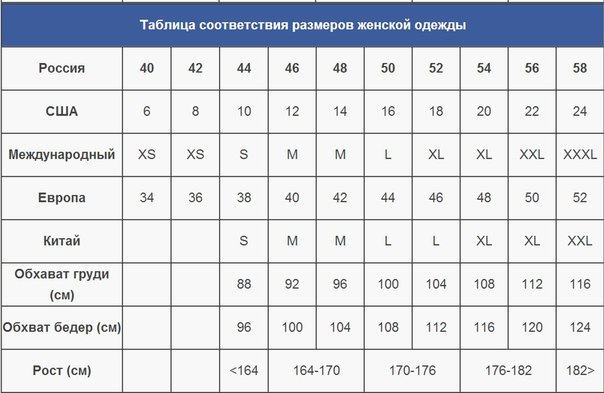  Как перевести китайские буквенные размеры женской одежды XS, S, M, L, XL, XXL, XXXL на русские в цифрах на Алиэкспресс: таблица